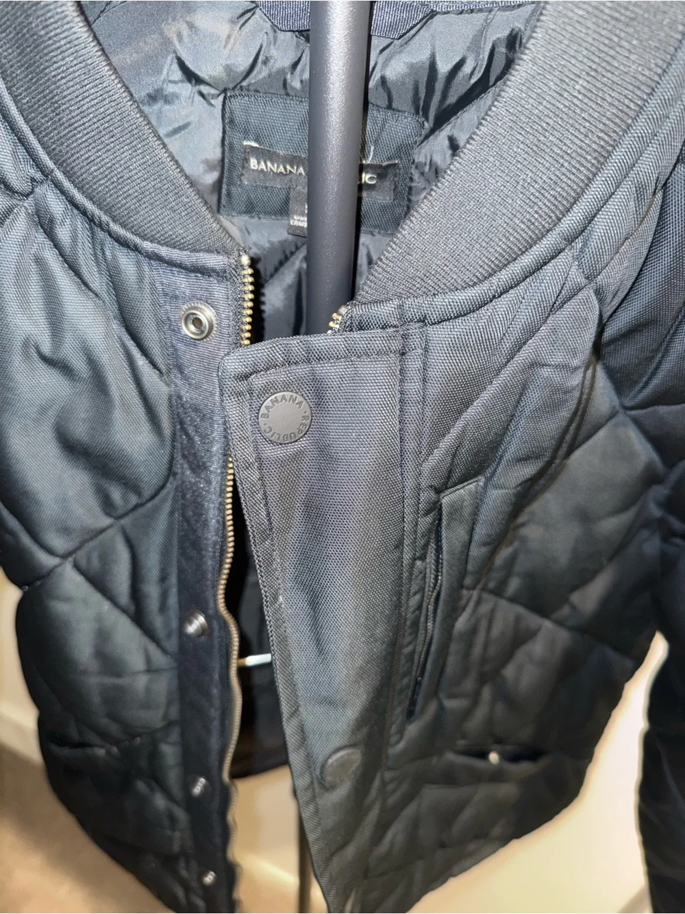 Banana Republic Dark Navy Blue Quilted Bomber Jacket